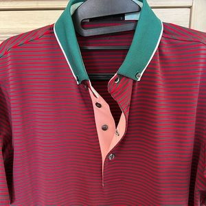 Greyson Red and Green Striped Polo Shirt